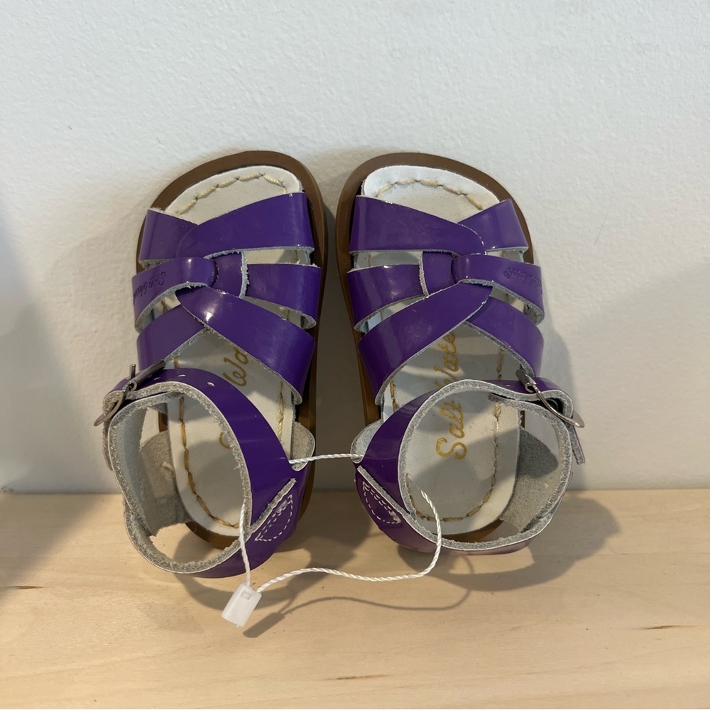 Saltwater NEW Purple Patent Leather Kids Sandals sizes 3&5